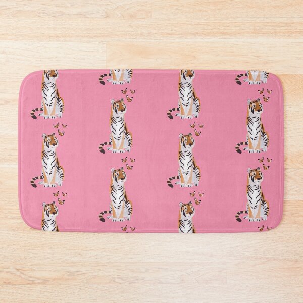 Item preview, Tiger with butterflies paper cut art illustration on pink background designed and sold by NattyDesigns.