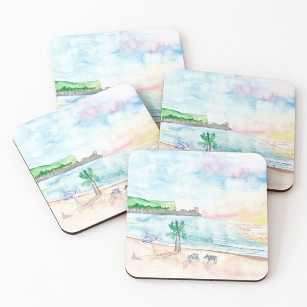 Item preview, French Riviera Beach Scene near Beaulieu-sur-Mer designed and sold by artshop77.