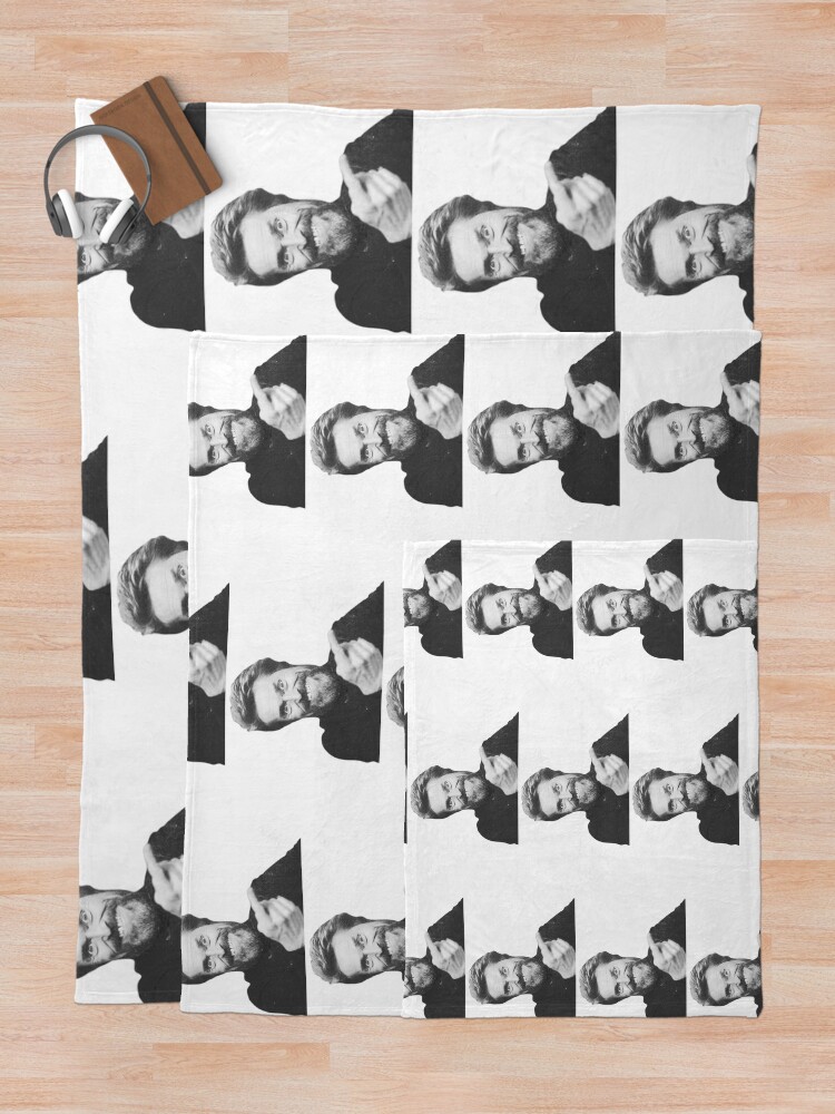 Thumbnail 5 of 6, Throw Blanket, Willem in black and white designed and sold by WhiskeySparkle.