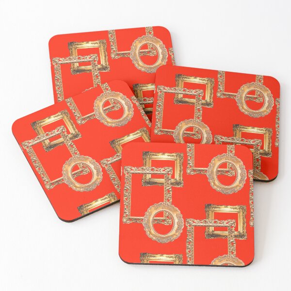 Item preview, red and gold vintage art frames pattern designed and sold by AshTreeCrtvCo.