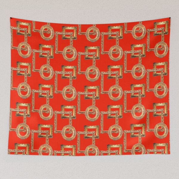 Item preview, red and gold vintage art frames pattern designed and sold by AshTreeCrtvCo.