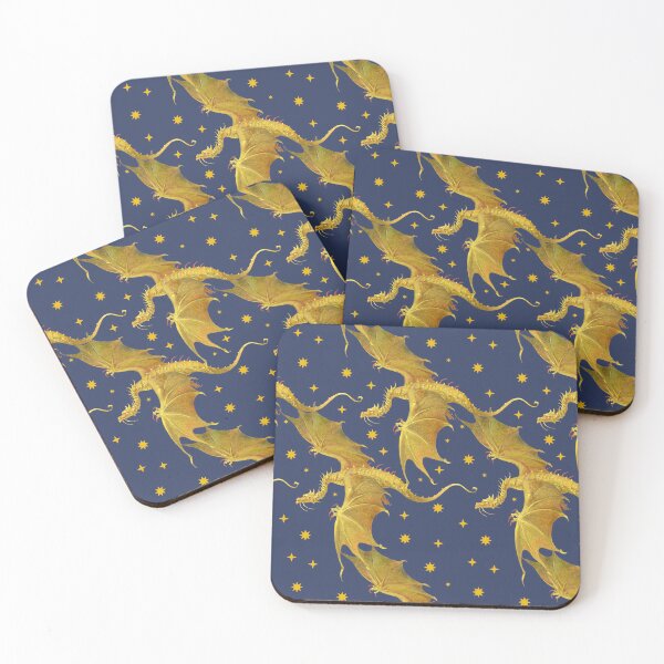 Item preview, golden dragon flying among the stars designed and sold by fairytaleprints.