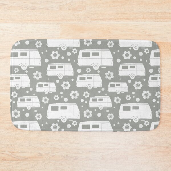 Item preview, Vintage Caravan block print in grey and white designed and sold by NattyDesigns.