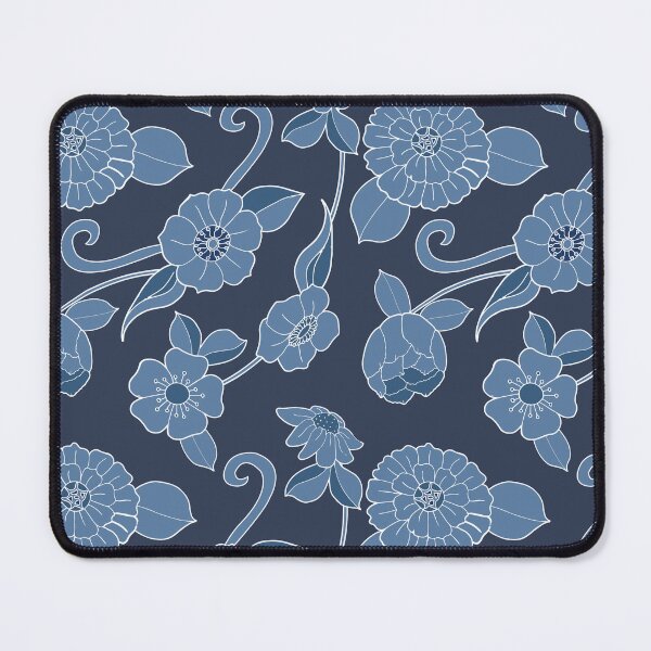 Item preview, Hamptons Navy Blue White Floral Pattern designed and sold by HotHibiscus.