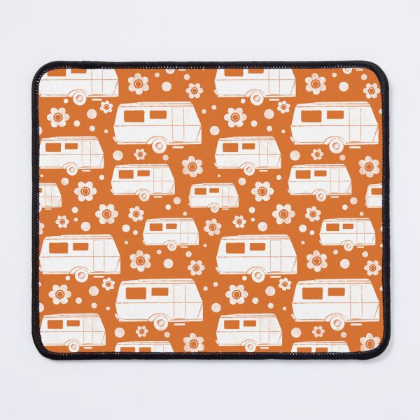 Item preview, Vintage Caravan block print in orange and white designed and sold by NattyDesigns.