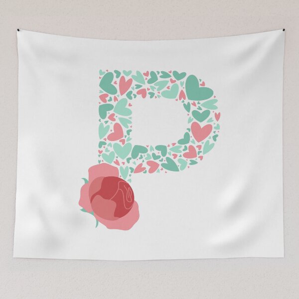 Item preview, Letter P Monogram with Hearts and flowers designed and sold by boozkova-vorona.