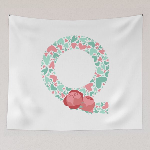 Item preview, Letter Q Monogram with Hearts and flowers designed and sold by boozkova-vorona.