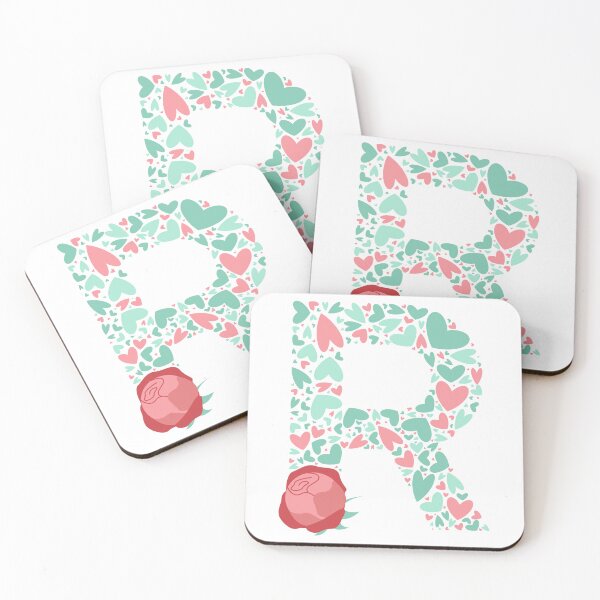 Item preview, Letter R Monogram with Hearts and flowers designed and sold by boozkova-vorona.