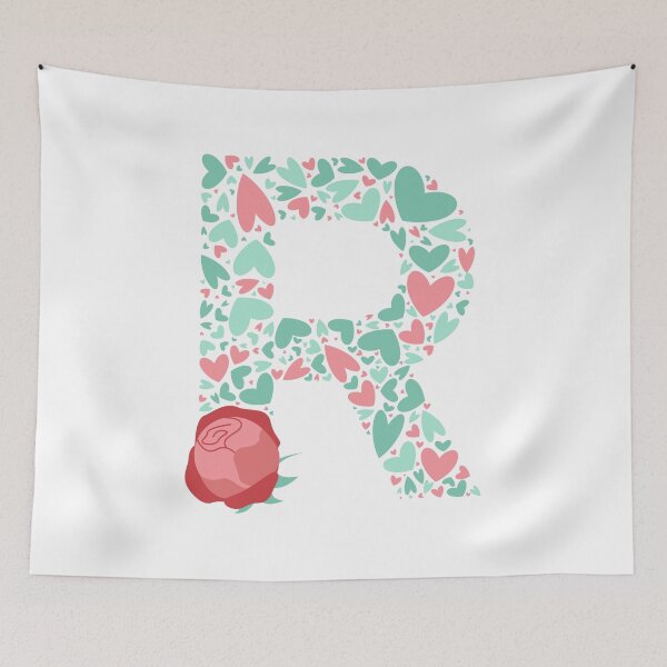 Item preview, Letter R Monogram with Hearts and flowers designed and sold by boozkova-vorona.