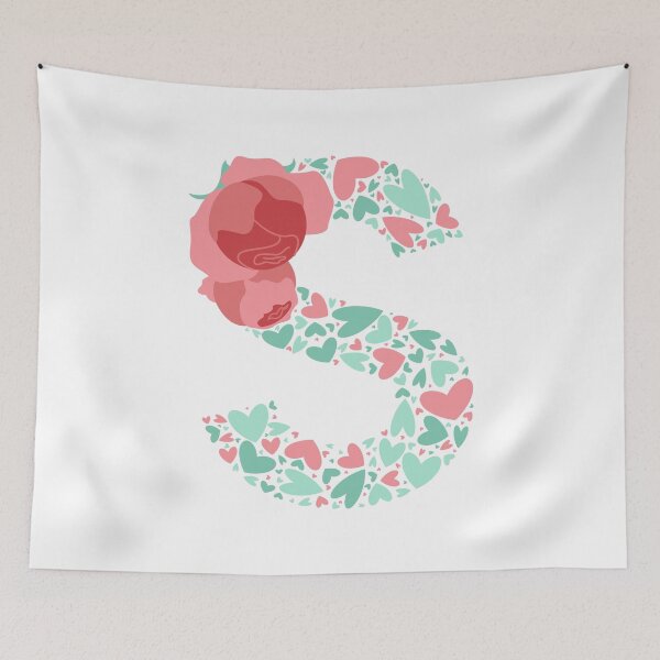 Item preview, Letter S Monogram with Hearts and flowers designed and sold by boozkova-vorona.