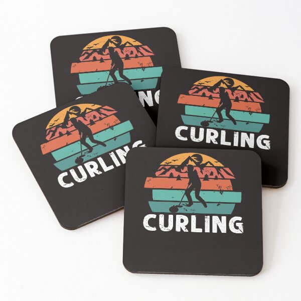 Item preview, Vintage Curling Player Retro Curling Broom Stones Coach Team designed and sold by TomGiantDesigns.