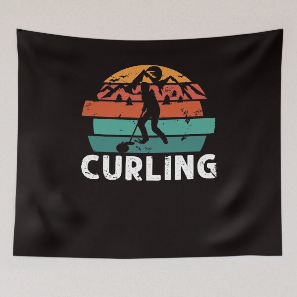 Item preview, Vintage Curling Player Retro Curling Broom Stones Coach Team designed and sold by TomGiantDesigns.