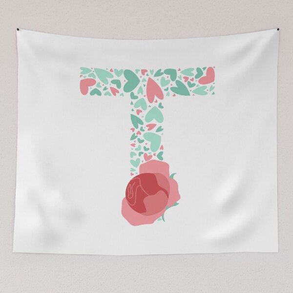 Item preview, Letter T Monogram with Hearts and flowers designed and sold by boozkova-vorona.