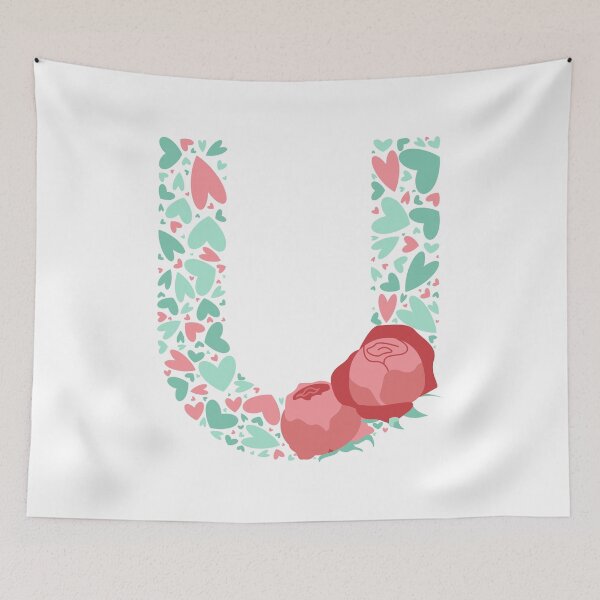 Item preview, Letter U Monogram with Hearts and flowers designed and sold by boozkova-vorona.