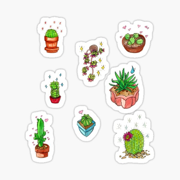 kawaii cacti sticker sheet (8) Sticker