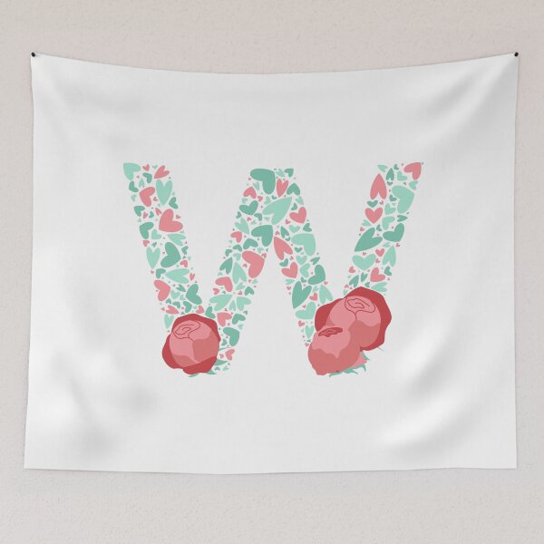 Item preview, Letter W Monogram with Hearts and flowers designed and sold by boozkova-vorona.
