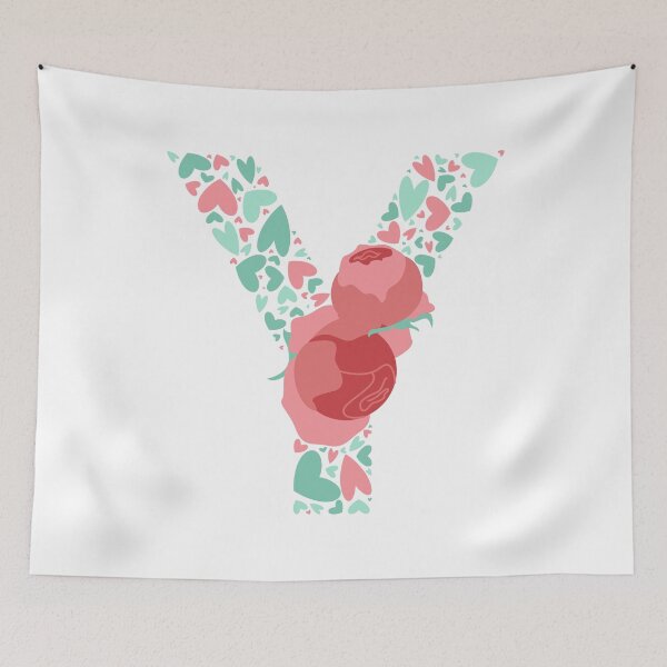 Item preview, Letter Y Monogram with Hearts and flowers designed and sold by boozkova-vorona.