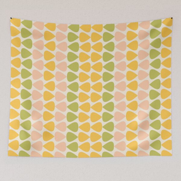 Item preview, Plectrum Stripes Vertical Geometric Mini Pattern Light Lime Green Pale Blush Mustard Yellow Cream designed and sold by kierkegaard.