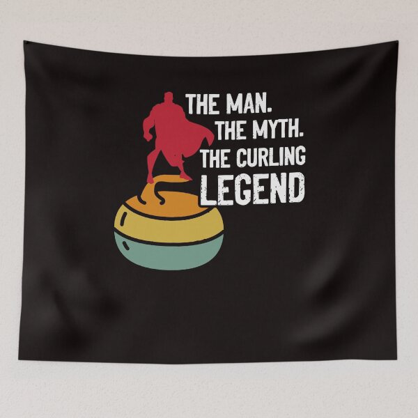 Item preview, Man Myth Curling Legend Player Sweeping Broom Stones Team designed and sold by TomGiantDesigns.