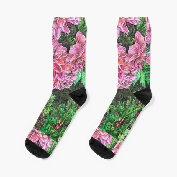 Pink Flower Socks for Sale