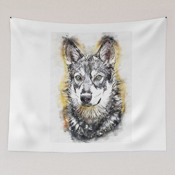 Item preview, American Alsatian / Dire Wolf Watercolor Abstract Portrait designed and sold by Naumovski.