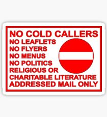 No Junk Mail or Cold Callers Sticker