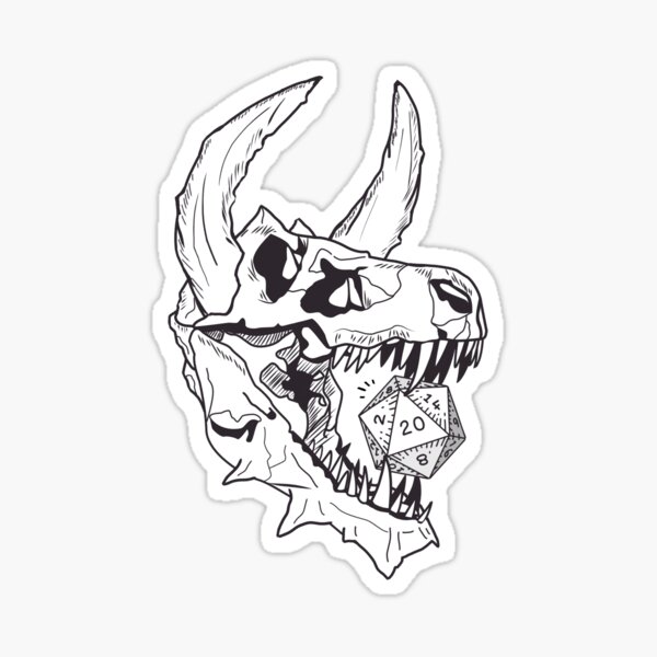 Item preview, Dnd Dragon skull, mighty dnd monster with D20 Dice. designed and sold by DungeonAtelier.