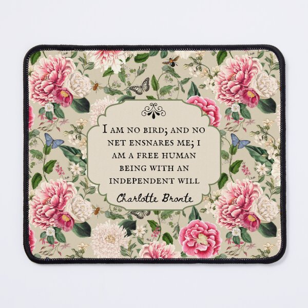 Item preview, I am no Bird, Charlotte Bronte, Book Quote, Jane Eyre Quote, Vintage Flowers, Bookish Gift designed and sold by CultandObscure.