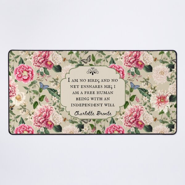 Item preview, I am no Bird, Charlotte Bronte, Book Quote, Jane Eyre Quote, Vintage Flowers, Bookish Gift designed and sold by CultandObscure.