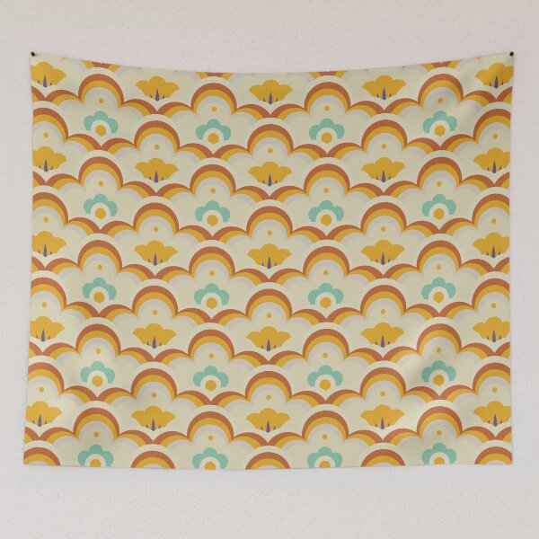 Item preview, Blomma, Vintage Flower and Rainbow Pattern in Retro Color Style designed and sold by BesanoStyle.