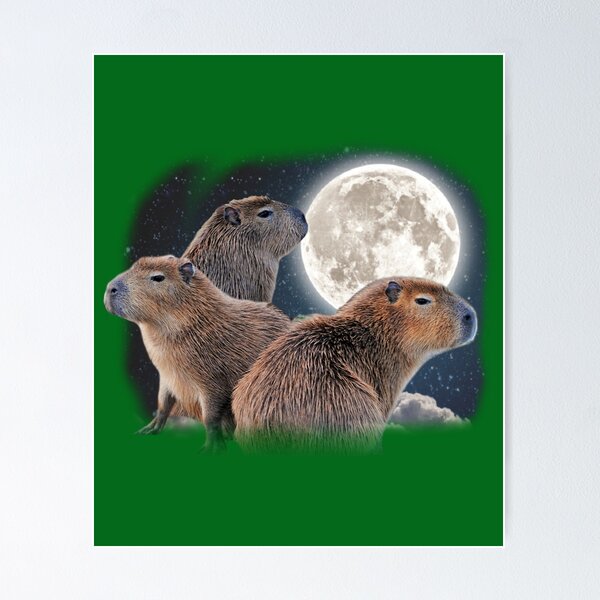 Item preview, Three Capybaras and Moon Funny Capybara Humor Parody  designed and sold by alenaz.