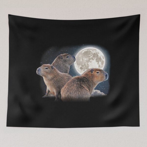 Item preview, Three Capybaras and Moon Funny Capybara Humor Parody  designed and sold by alenaz.