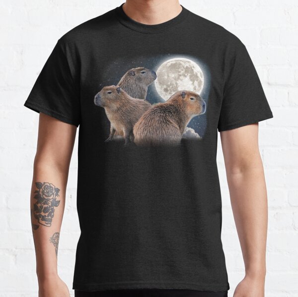 Three Capybaras and Moon Funny Capybara Humor Parody  Classic T-Shirt