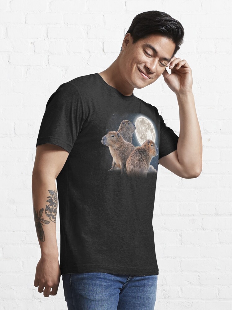 Discover Three Capybaras and Moon Funny Capybara Humor Parody  | Essential T-Shirt 