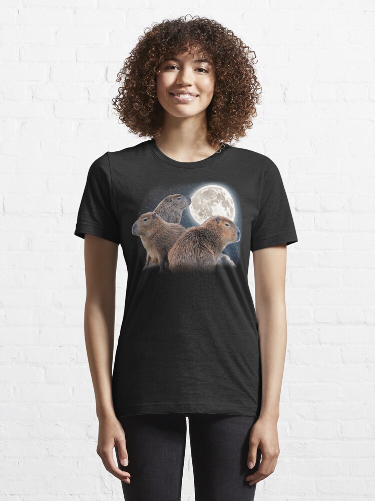 Disover Three Capybaras and Moon Funny Capybara Humor Parody  | Essential T-Shirt 
