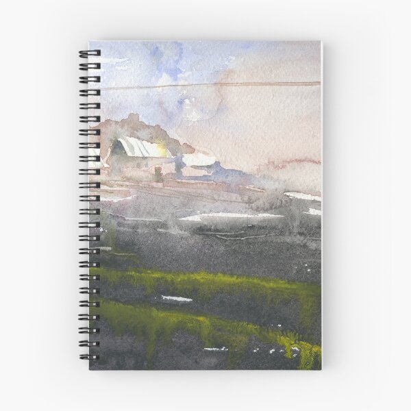 Item preview, Mist covered landscape painting with buildings. designed and sold by rfoxphoto.
