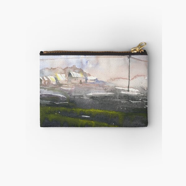 Item preview, Mist covered landscape painting with buildings. designed and sold by rfoxphoto.