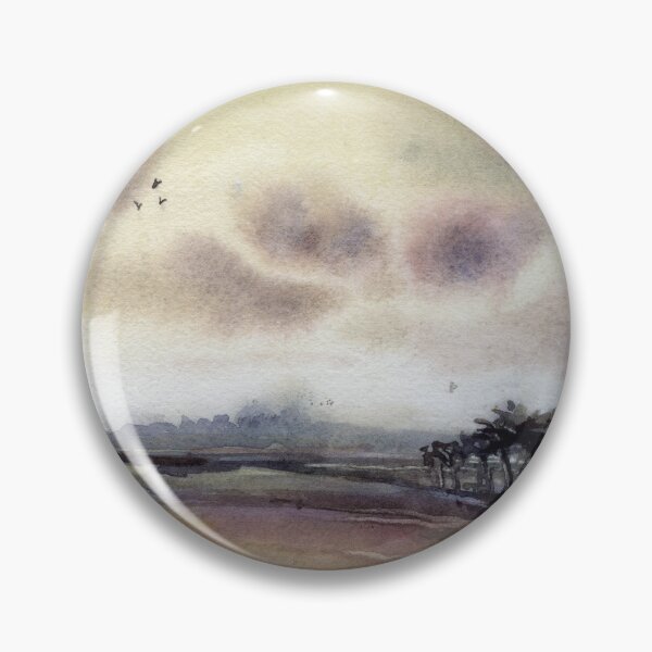 Item preview, Golden sunset watercolor painting.  Lake scene at sunset watercolor designed and sold by rfoxphoto.
