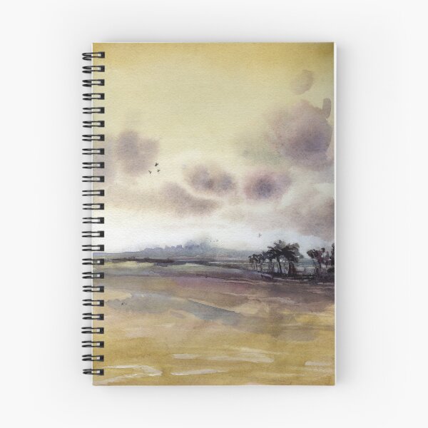Item preview, Golden sunset watercolor painting.  Lake scene at sunset watercolor designed and sold by rfoxphoto.