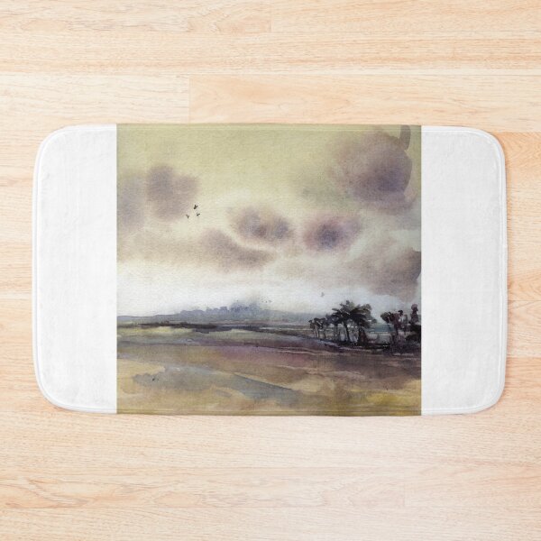 Item preview, Golden sunset watercolor painting.  Lake scene at sunset watercolor designed and sold by rfoxphoto.
