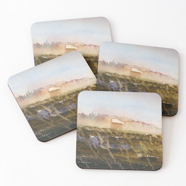 Item preview, Mist covered landscape painting with buildings.  designed and sold by rfoxphoto.