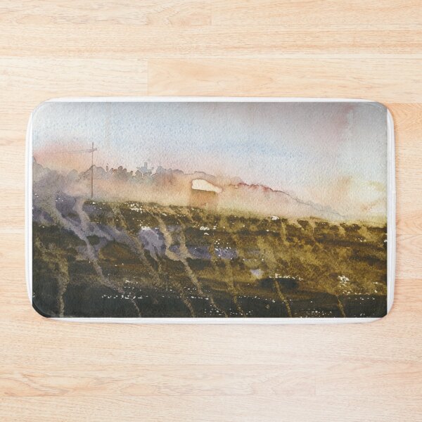 Item preview, Mist covered landscape painting with buildings.  designed and sold by rfoxphoto.