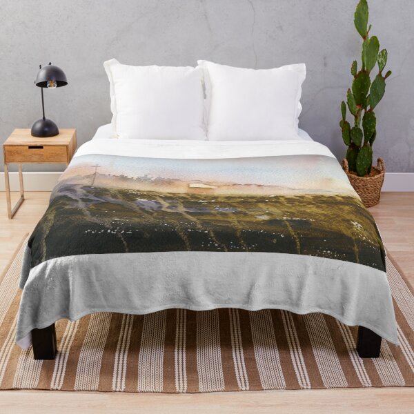 Item preview, Mist covered landscape painting with buildings.  designed and sold by rfoxphoto.