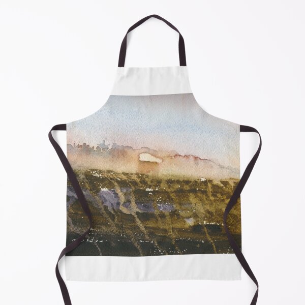 Item preview, Mist covered landscape painting with buildings. designed and sold by rfoxphoto.