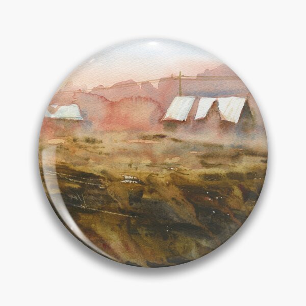Item preview, Barn and mist covered landscape painting with buildings. designed and sold by rfoxphoto.