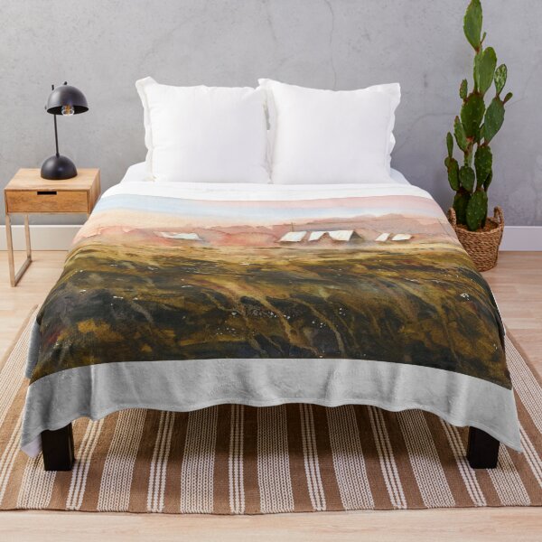 Item preview, Barn and mist covered landscape painting with buildings. designed and sold by rfoxphoto.