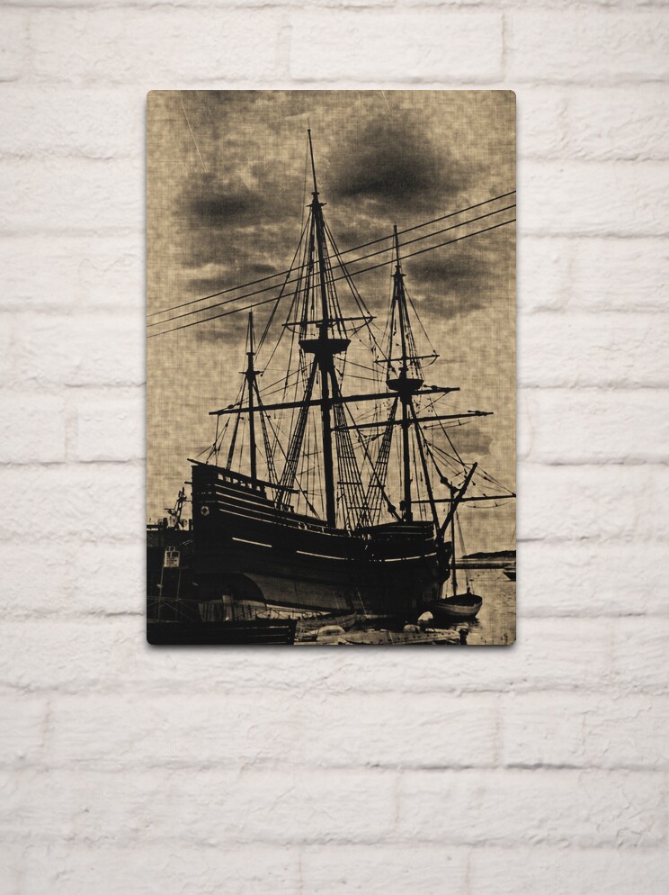 Vintage Toned Mayflower Ship Replica" Metal Print for by CapeCodGiftShop |