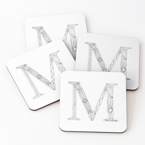 Item preview, Henna Alphabet M / Henna Letter M - Black Henna Line Art designed and sold by Mrs-PenLine.
