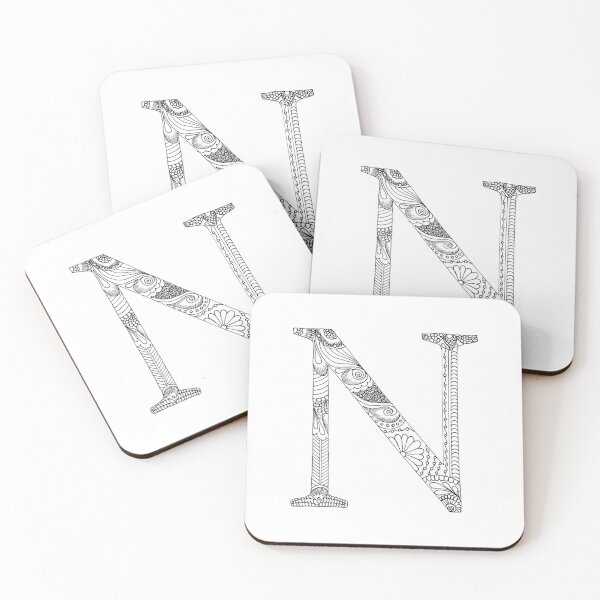 Item preview, Henna Alphabet N / Henna Letter N - Black Henna Line Art designed and sold by Mrs-PenLine.