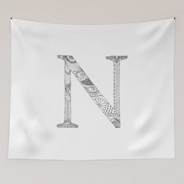 Item preview, Henna Alphabet N / Henna Letter N - Black Henna Line Art designed and sold by Mrs-PenLine.